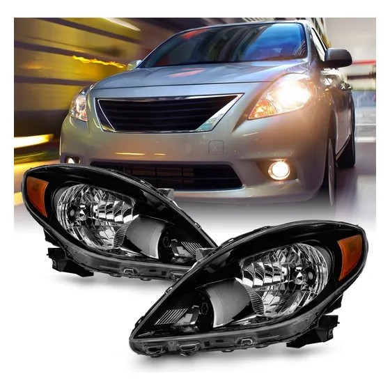 Para Nissan Versa Sedan 2 2013 Tipo Halogeno Par Faro Negro