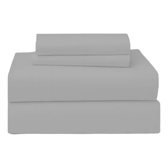 Sábanas 2 Plazas Y Media Textura Ultra Suave Juego 4 Piezas Color Gris claro Diseño de la tela Liso
