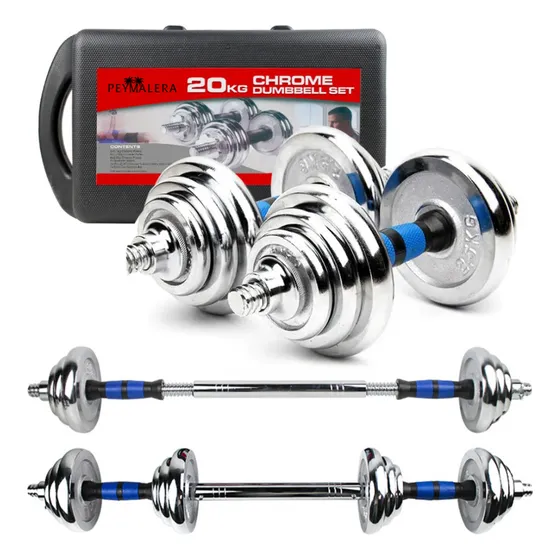 Kit Mancuernas Ajustable Barra Y Pesas Discos 20kg Gym Plus