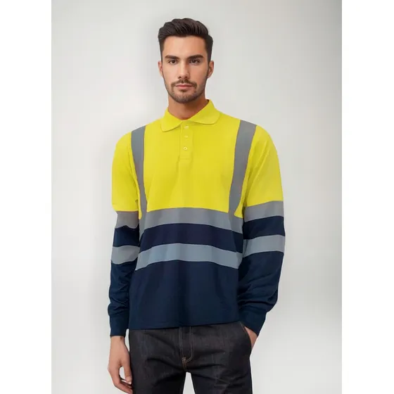 Remera Polo Manga Larga Reflectivo Azul Marino