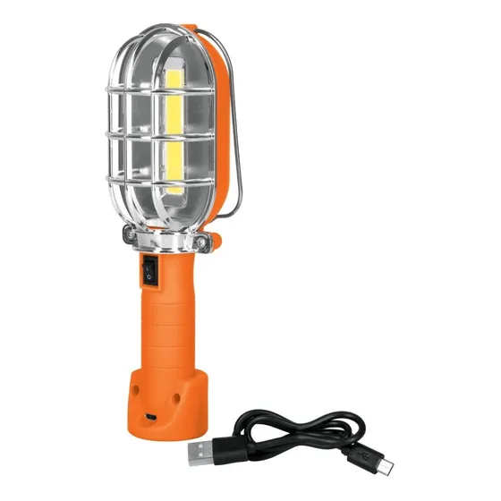 Lampara Led Recargable Usb Para Taller Base Magnetica Truper Color Naranja