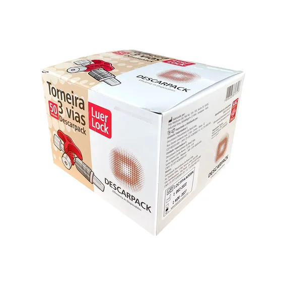 Torneirinha 3 Vias Luer Lock Descarpack Anvisa C/50 Unidades