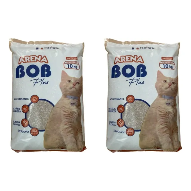 Arena Para Gato Bob Plus , 2 Bolsas 10kg=20 Kg, Premium 