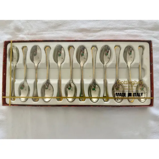 Juego 12 Cucharillas De Café Gottinghen Nuevo Acero Oro Zec