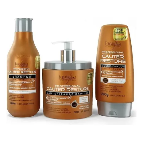 Shampoo + Condicionador + Máscara Cauterização Forever Liss