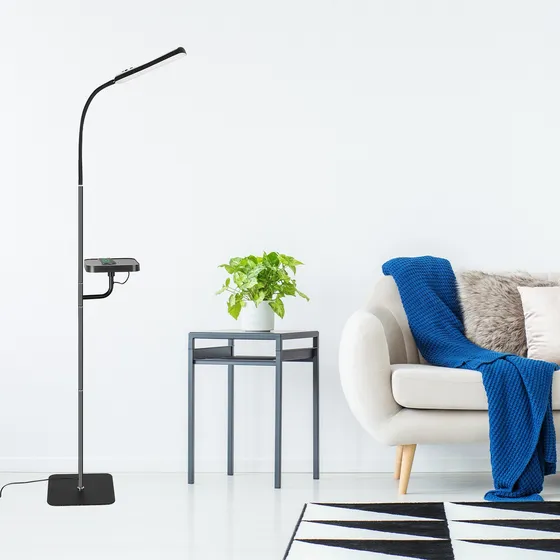Moderna Lámpara De Piso App Control Con Cargador Inalambrica