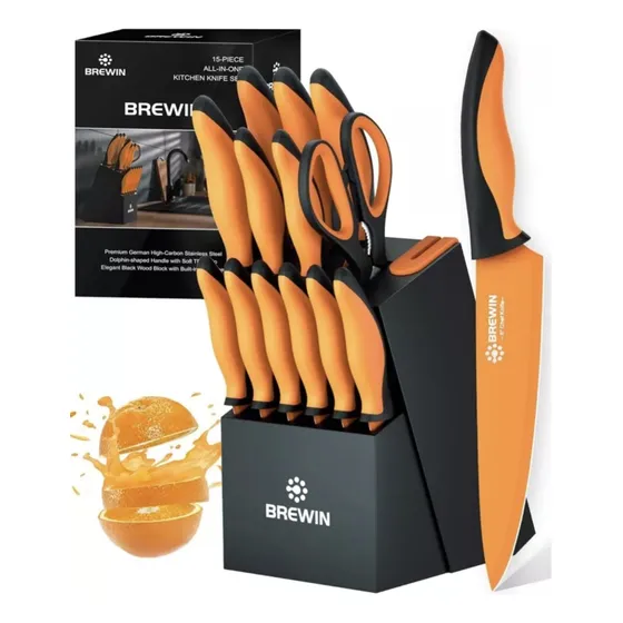 Set De Cuchillos Profesional Brewin 15 Piezas Con Base