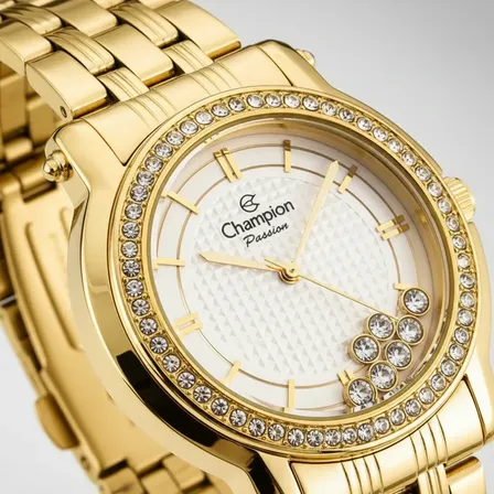 Relógio Champion Dourado Passion Feminino Cn29785h Branco