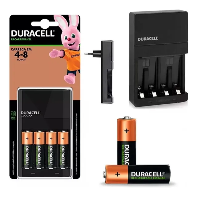 Kit Cargador De Pilas Aa Recargables Duracell + 4 Baterías
