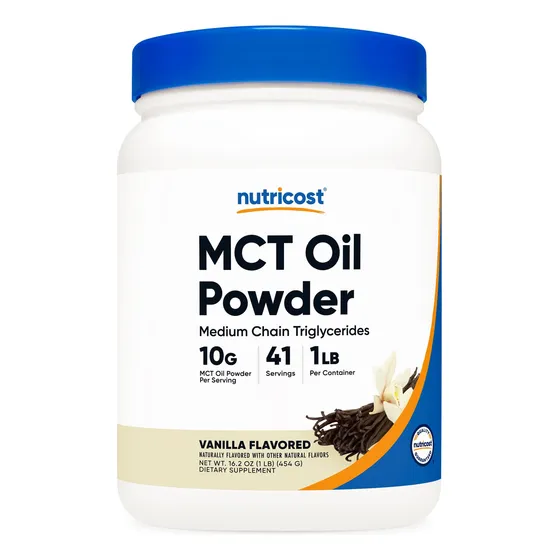 Aceite Mct En Polvo Nutricost Premium, 454 G, Sabor Vainilla