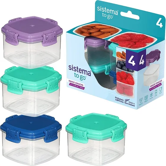 4 Contenedores De 62ml C/u Sistema To-go Knick Knack Pack