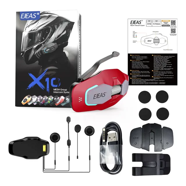 Intercomunicador Ejeas X10 5g Para Motocicleta Color Rojo