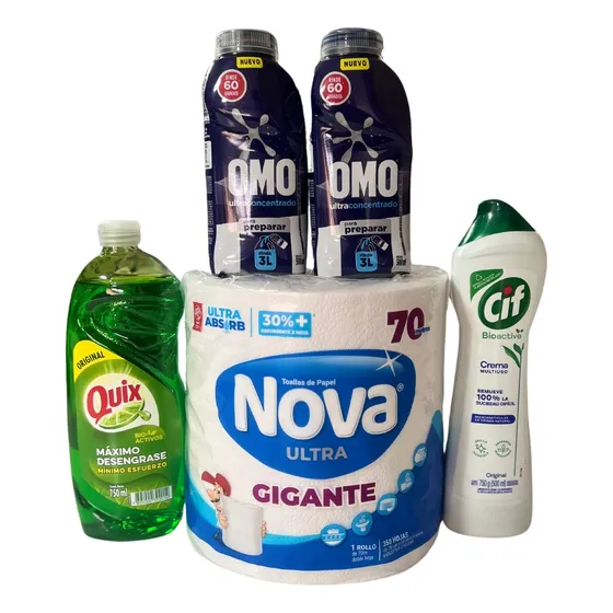 Pack 2 Omo 500 Ml + 1 Quix 750 + 1 Cif Crema 750 + Nova 70