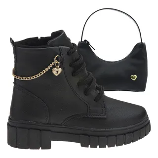Bota Infantil Feminina Coturno Infantil Com Bolsinha Brinde Bota Infantil Feminina Coturno Infantil Com Bolsinha Brinde