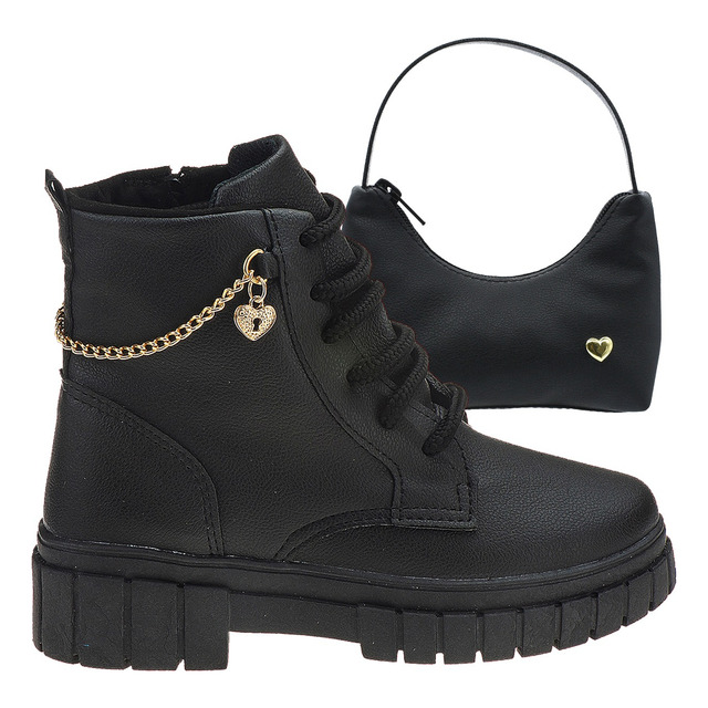 Bota Infantil Feminina Coturno Infantil Com Bolsinha Brinde Bota Infantil Feminina Coturno Infantil Com Bolsinha Brinde