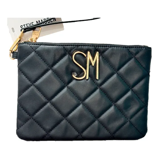 Muñequera Steve Madden Color Negro, Con Detalles Dorados Negro Acolchado