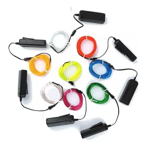 Hilo Luminoso Neon 3mts Con Portapila Diferentes Colores