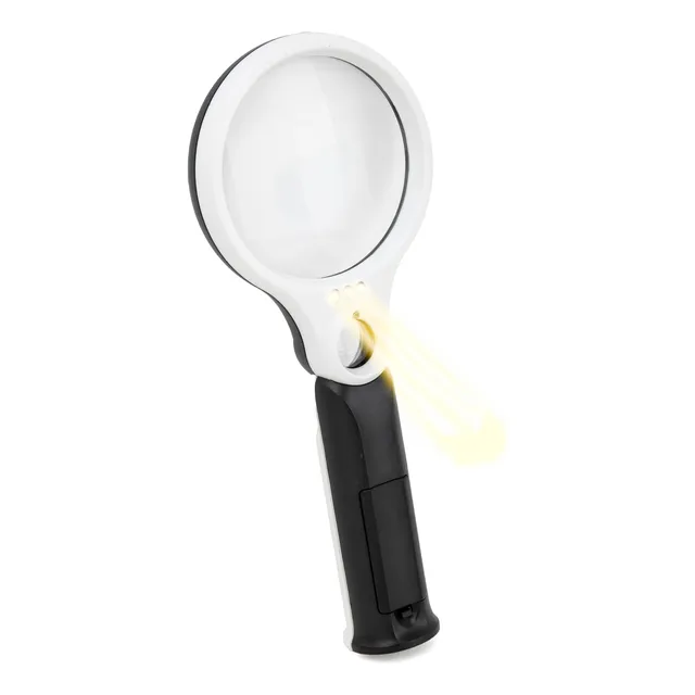 Lupa De Mano Grande De Vidrio 10 Cm Luz Led A Pila Trabajo