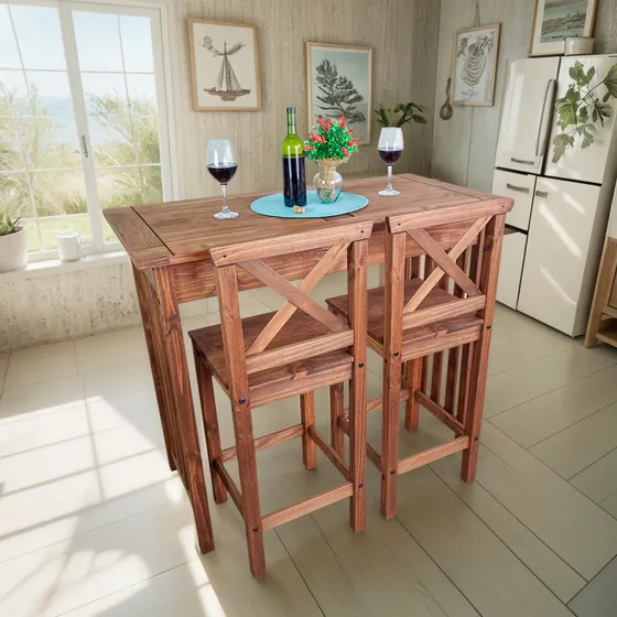 Mesa Bancada Com 2 Banquetas Altas Com Encosto Cozinha Sala