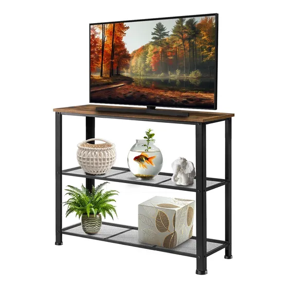 Mueble Para Televisión Organizador Elegante Estante Y Repisa Color Marrón