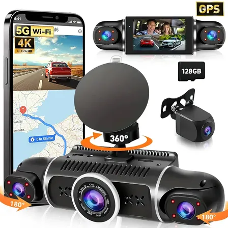 Câmera Veicular Automotiva Hd 1080p 4 Em 1 Com Wifi Bt Gps 128g C/câmera De Ré