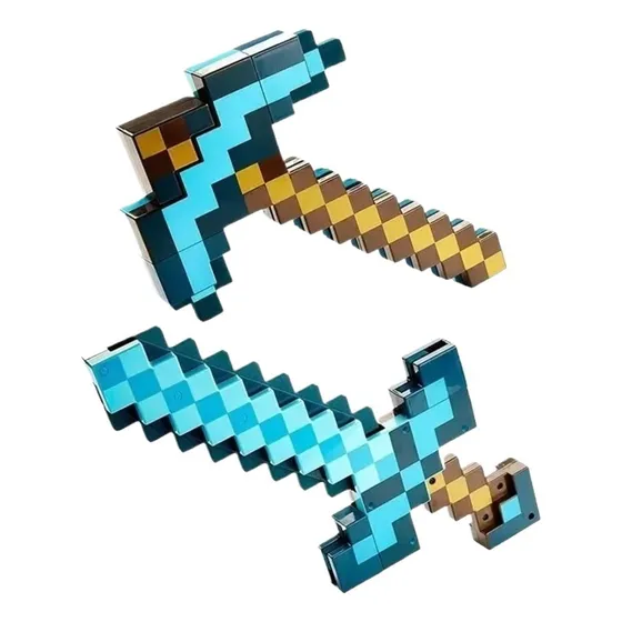 Espada De Diamante Paraminecraft, Pico, Juguete 2 En 1 Con S
