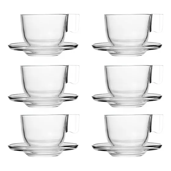 Juego De 6 Tazas Con Platillos 100ml Café Espresso Vidrio