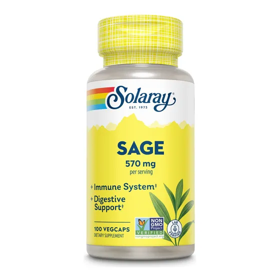Suplemento Solaray Sage Leaf 570 Mg 100 Cápsulas Vegetales