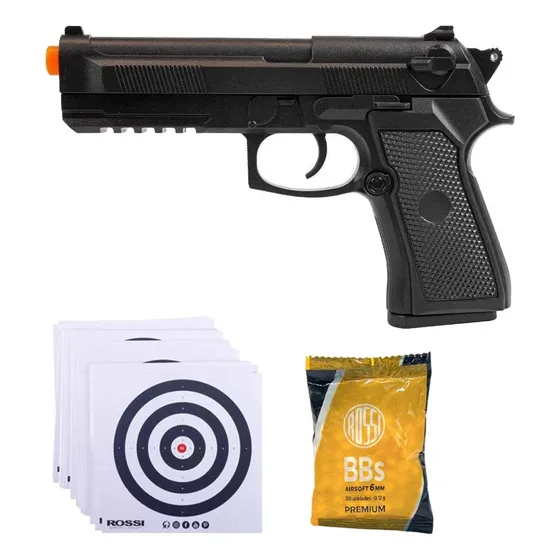 Kit Pistola Airsoft Pt92 V21 Spring (mola) + Esferas + Alvos
