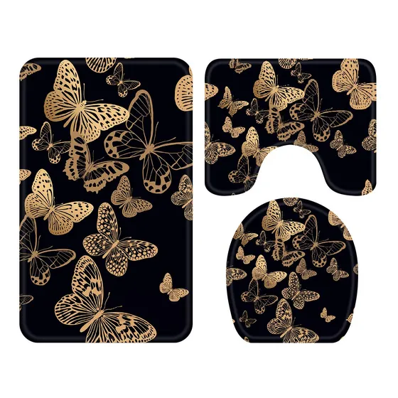 Alfombra Baño Mariposa Juego 3 Pieza Suave Antideslizante U