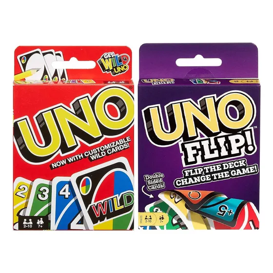 Juego De Cartas Uno Y Uno Flip, Mattel, Combo 2