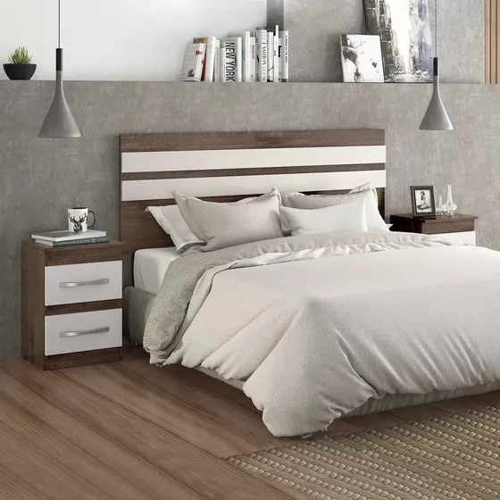 Respaldo Cabecera Mesas De Luz Dormitorios Cama Sommier Color Marrón