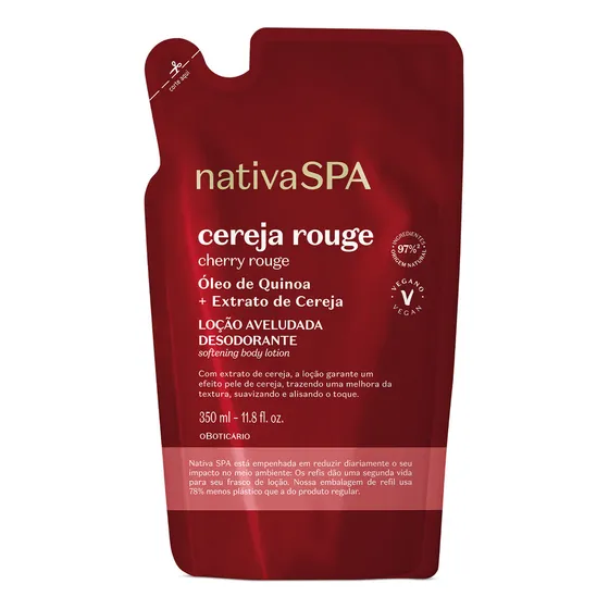 Nativa Spa Refil Loção Aveludada Cereja Rouge 350ml