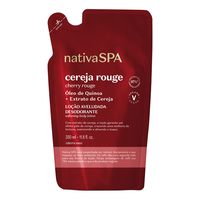 Nativa Spa Refil Loção Aveludada Cereja Rouge 350ml Nativa Spa Refil Loção Aveludada Cereja Rouge 350ml