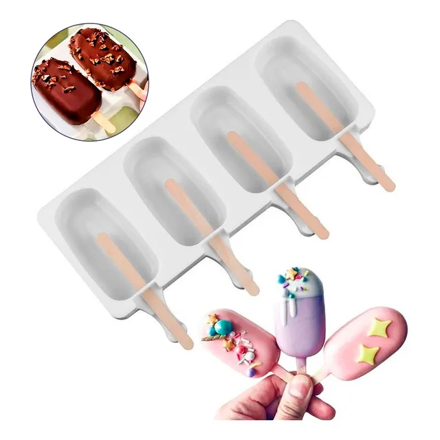 Forma De Picolé Sorvete Mini Magnum Silicone 4 Cavas Prática