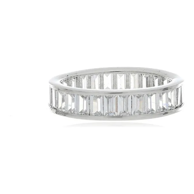 Anillo Plata  Argolla Infinito Zircones Baguette An419