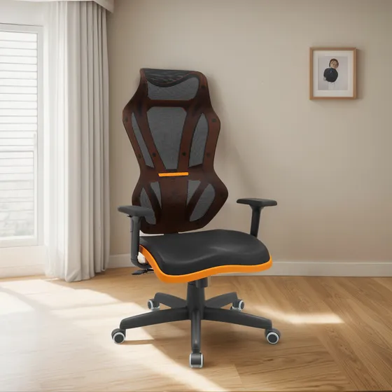 Cadeira Escritório Gamer Vizon Dz Plaxmetal Preta/laranja
