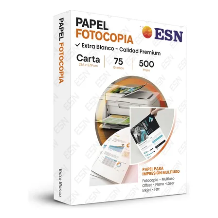 Resma Papel Fotocopia Extra Blanco Carta 75gr 500 Hojas Esn Blanco