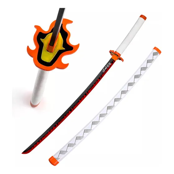 Espada Katana Samurai 102cm Aço Demon Slayer Kyojuro Rengoku Cor Branco