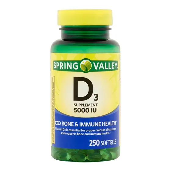 Vitamina D3 5000iu 250 Capsulas Spring Valley