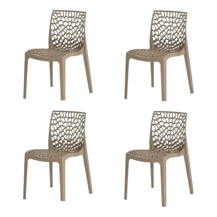 Kit 4 Cadeiras Gruvyer Design Cozinha Sala Estar/jantar Nude