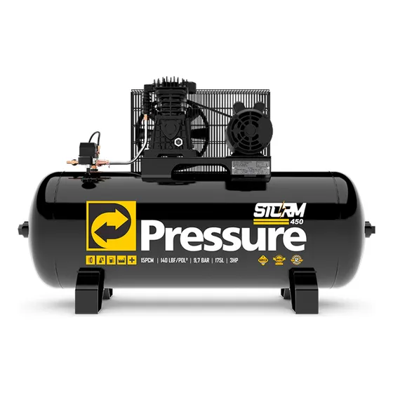Compressor Pressure Storm 450 175l 15 Pés Motor 3cv Mono Weg