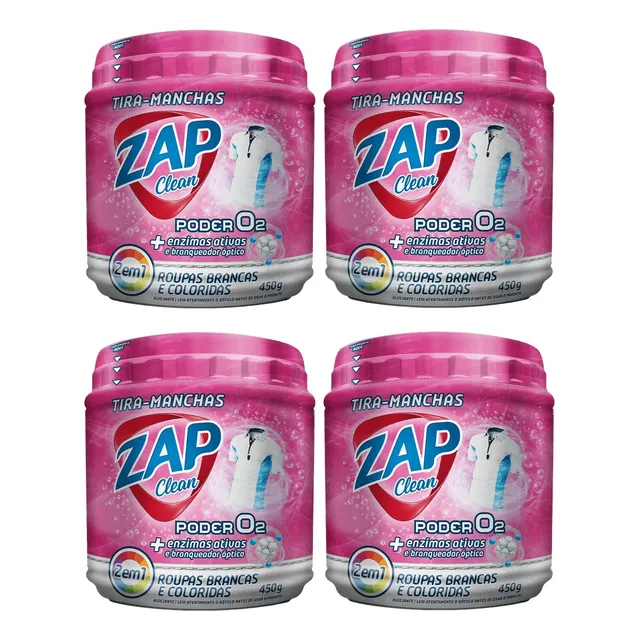 Kit 4un Tira Manchas Poder O2 Zap Clean 450g