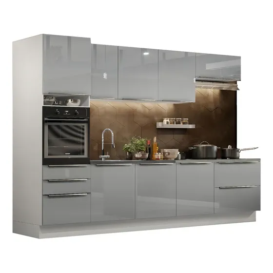 Cocina Integral Modular Madesa Lux 320cm Bg Color Blanco/Gris