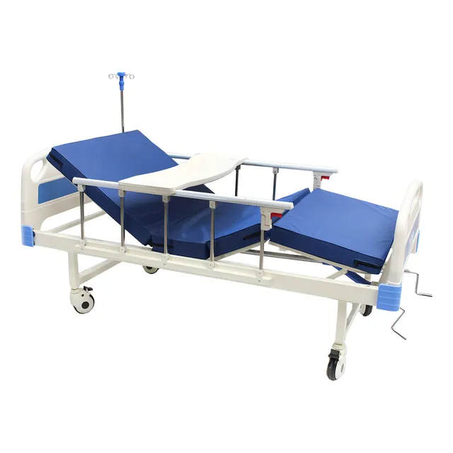 Cama Hospital Manual 2 Funciones Con Colchón Y Accesorios Color Blanco