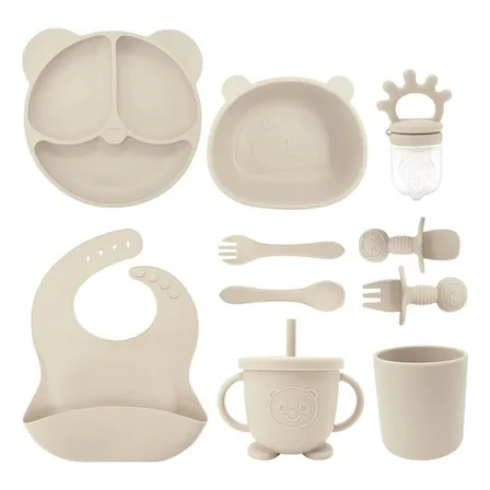 Set 10pcs Alimentación Silicona Dividida Con Ventosa Bebés