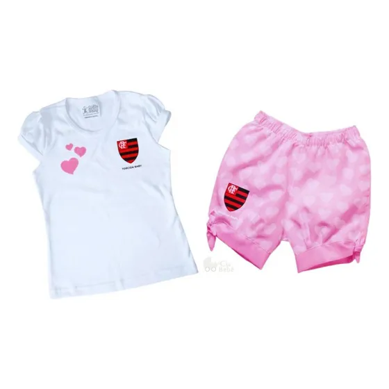 Conjunto Bebê Flamengo Rosa Oficial - Torcida Baby