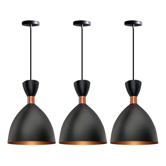 3 Pendentes Bancada Cozinha Americana Vegas Detalhado