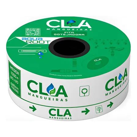 Fita Gotejadora 30 X 30 Cm 1,6 L/h 8 Mil Micras 1000 Metros Preto