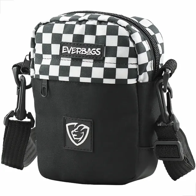 Bolsa Pochet Necessaire Shoulder Bag Everbags Preto Xadrez Preto
